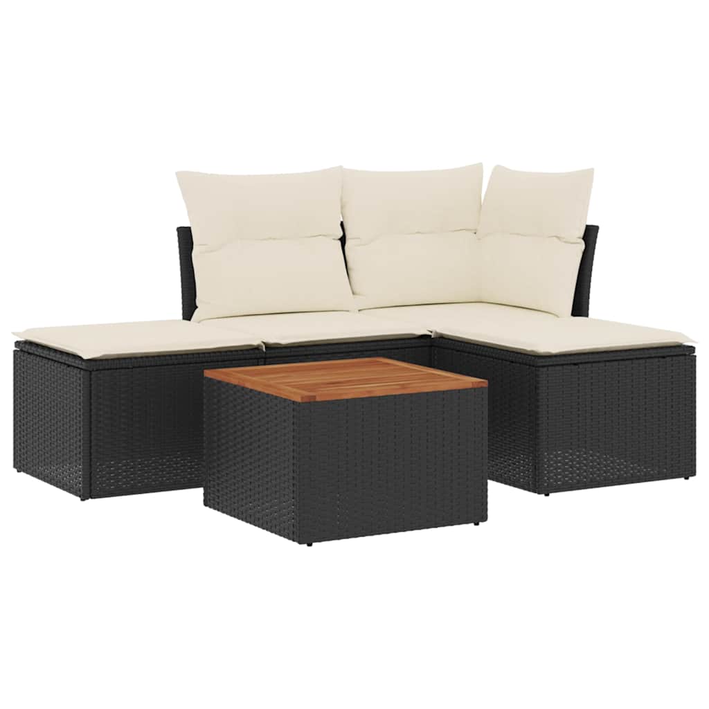sofasæt til haven 5 dele med hynder polyrattan sort