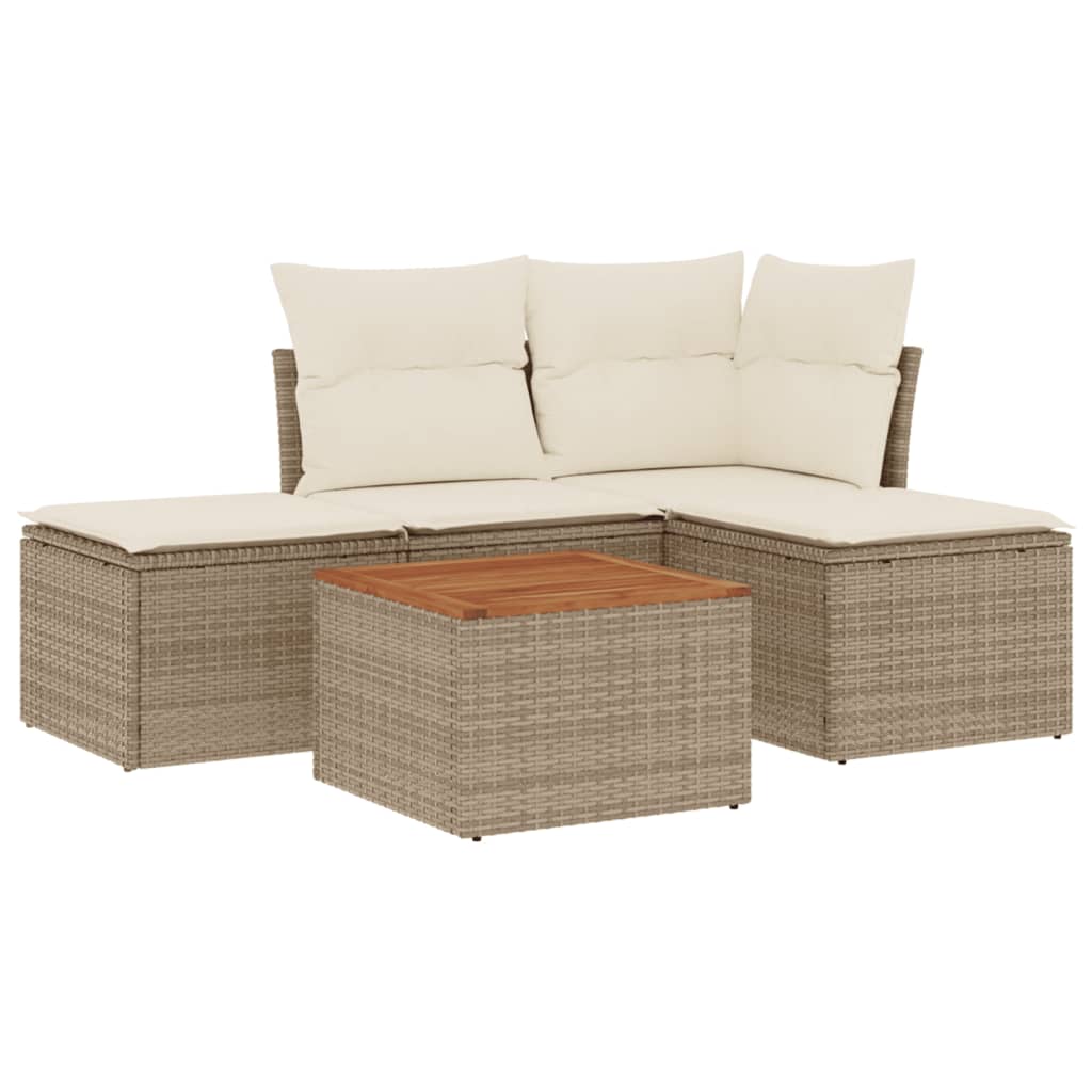 sofasæt til haven 5 dele med hynder polyrattan beige