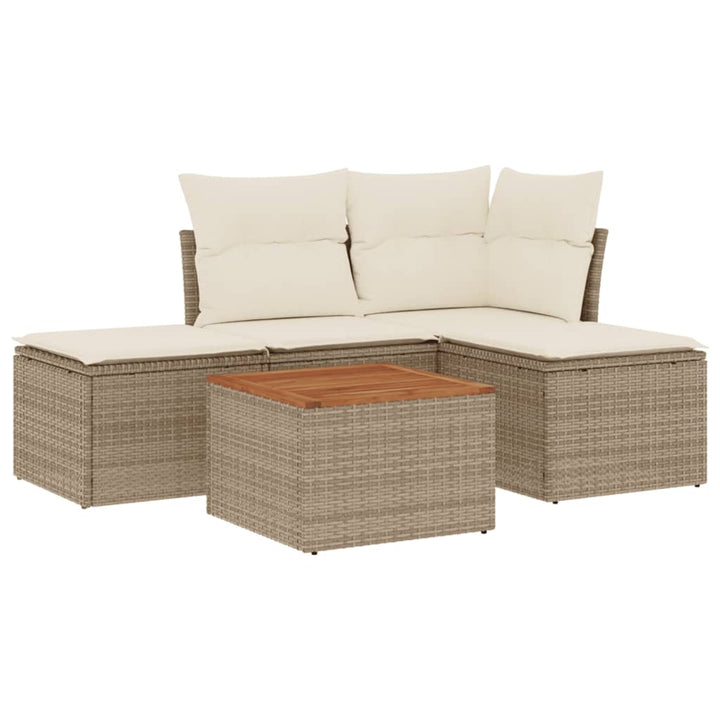 sofasæt til haven 5 dele med hynder polyrattan beige