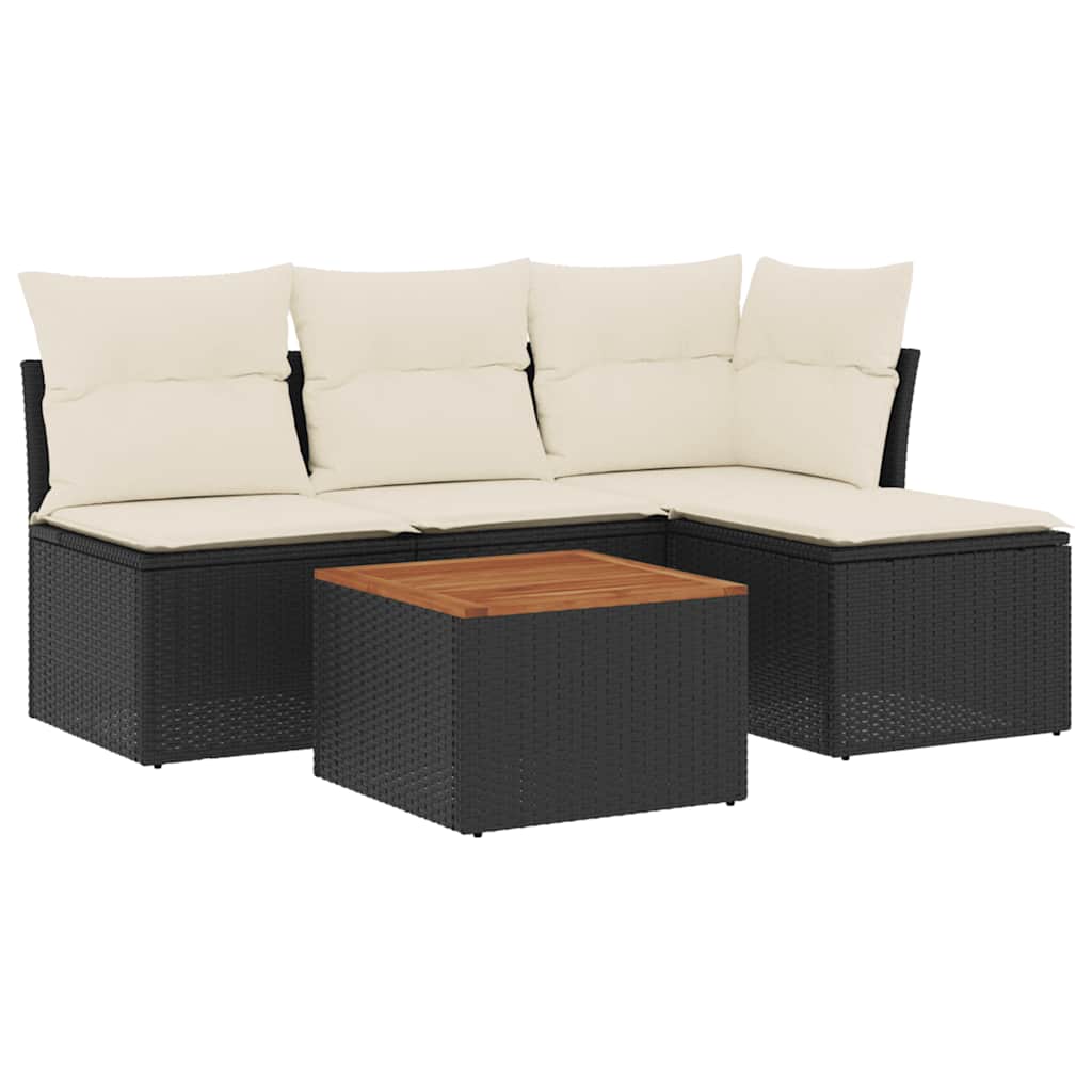 sofasæt til haven 5 dele med hynder polyrattan sort
