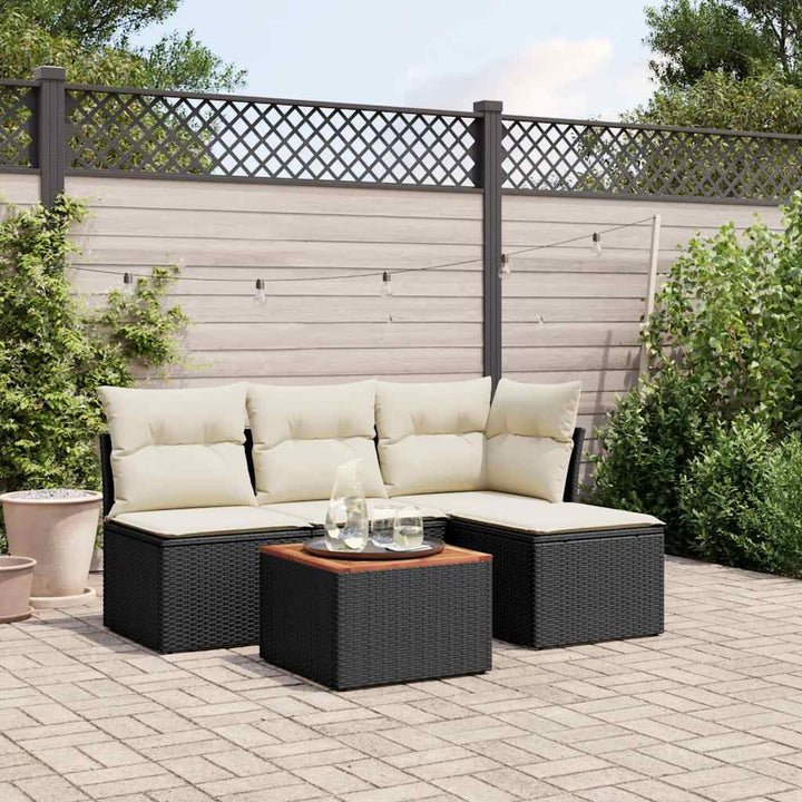 sofasæt til haven 5 dele med hynder polyrattan sort