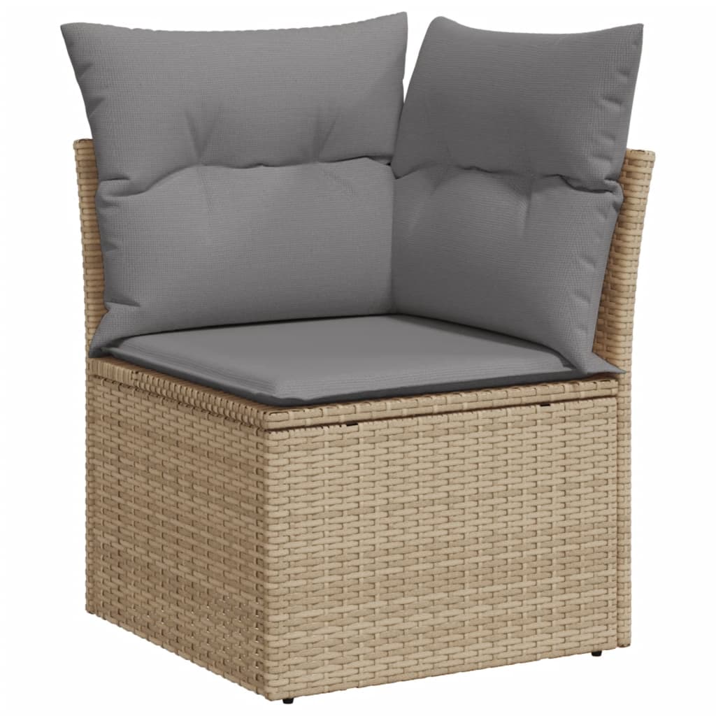 havesofasæt 6 dele med hynder polyrattan beige