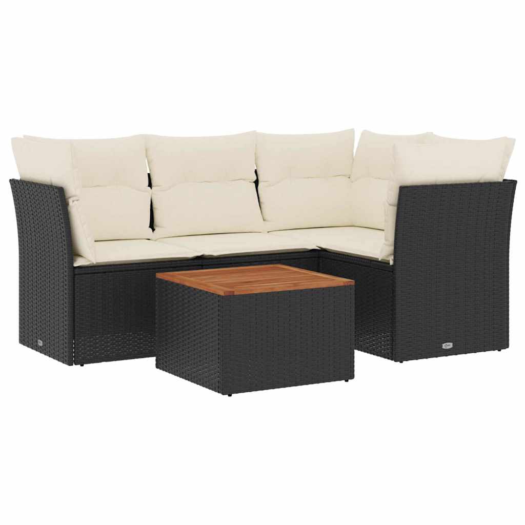 sofasæt til haven 5 dele med hynder polyrattan sort