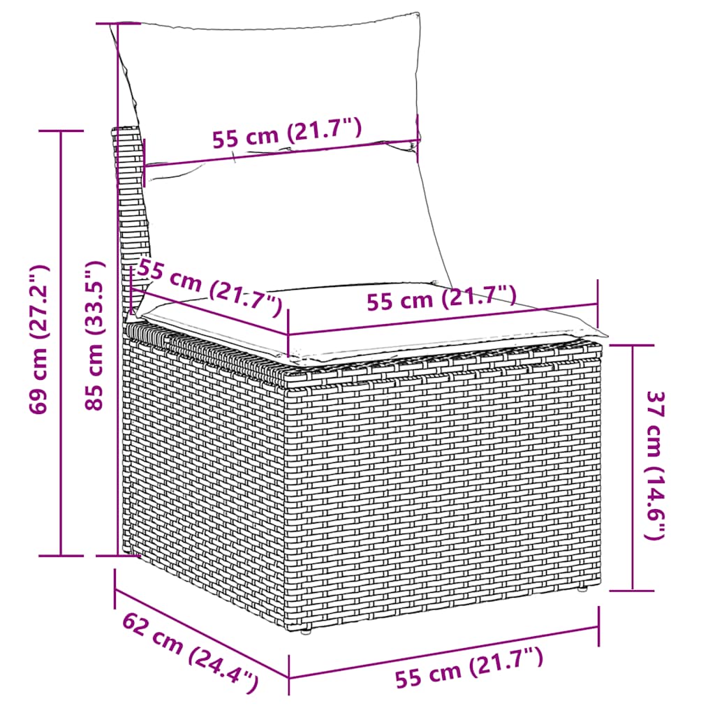sofasæt til haven 5 dele med hynder polyrattan grå