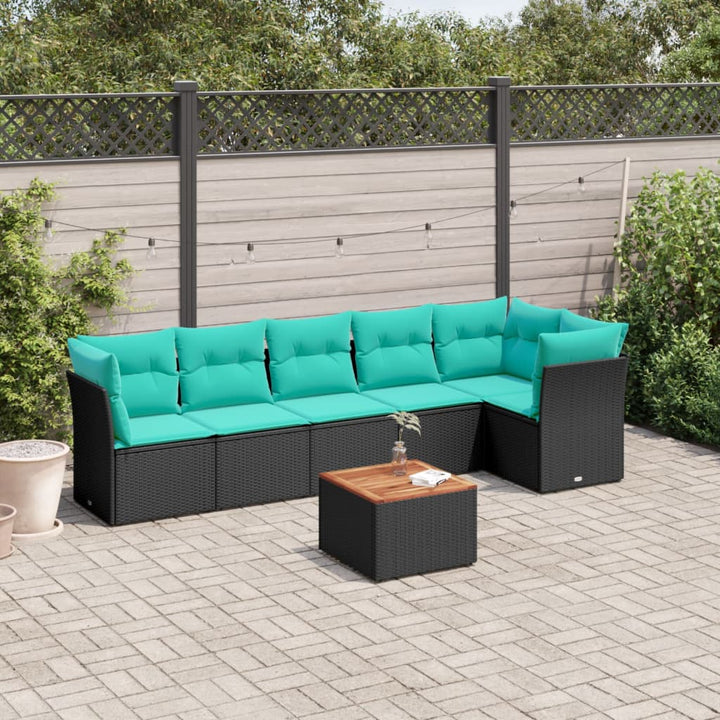 sofasæt til haven 7 dele med hynder polyrattan sort