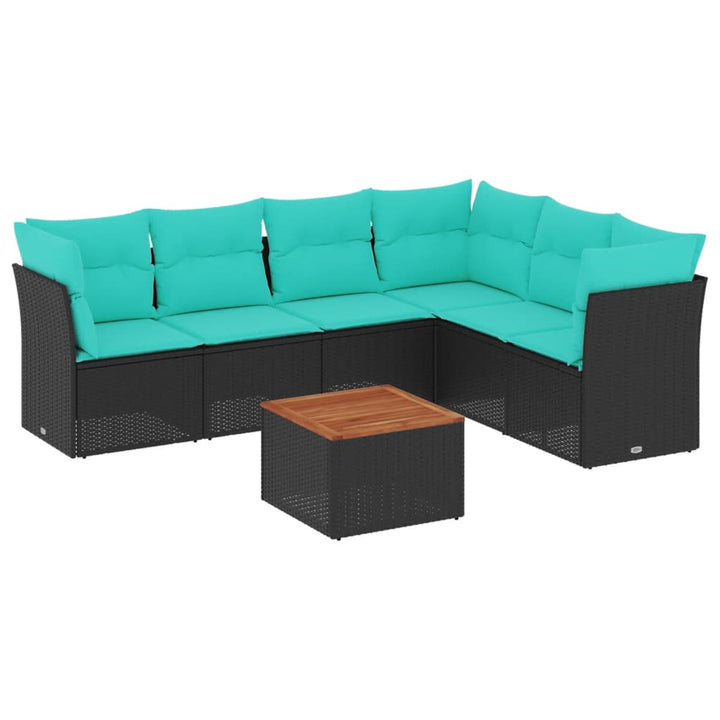 sofasæt til haven 7 dele med hynder polyrattan sort