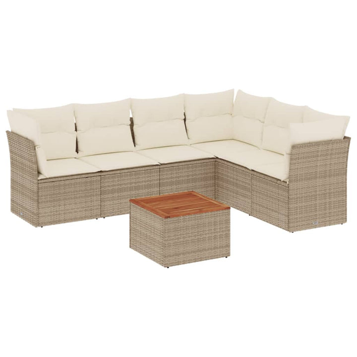 sofasæt til haven 7 dele med hynder polyrattan beige