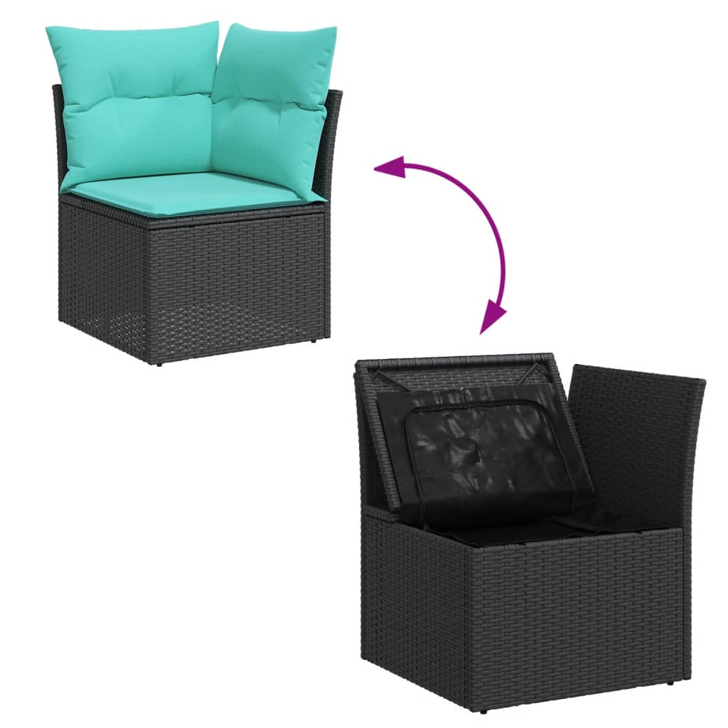 sofasæt til haven 7 dele med hynder polyrattan sort
