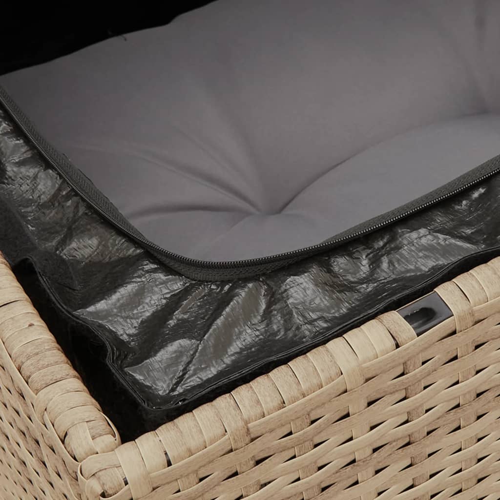 havesofasæt 6 dele med hynder polyrattan beige