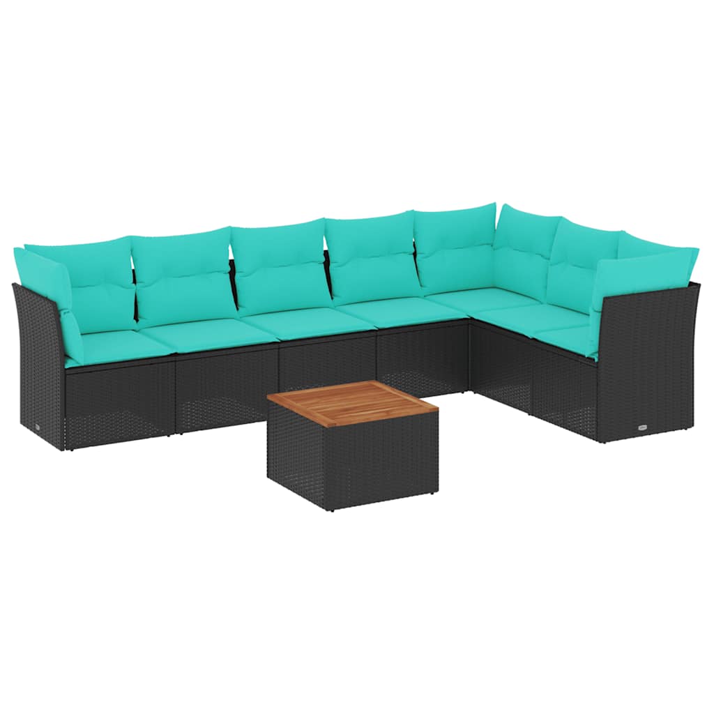 sofasæt til haven 8 dele med hynder polyrattan sort