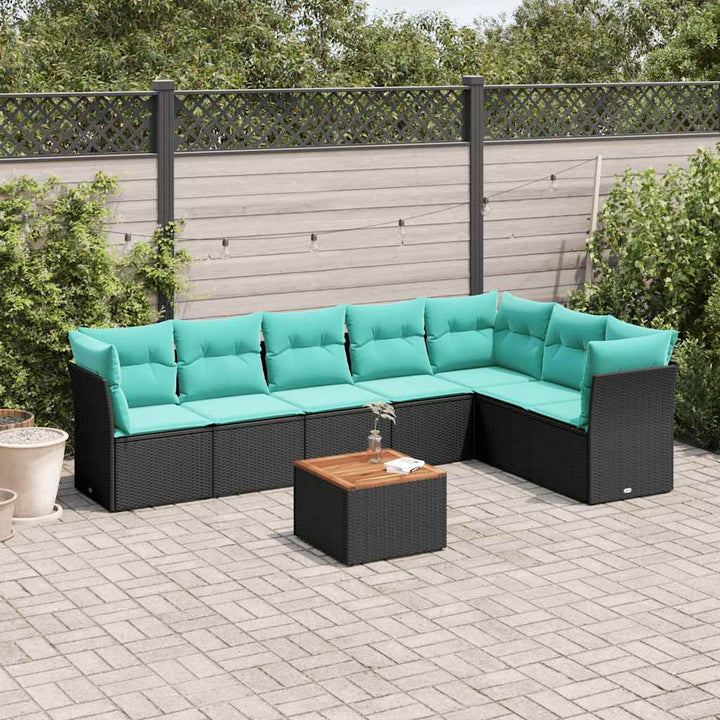 sofasæt til haven 8 dele med hynder polyrattan sort