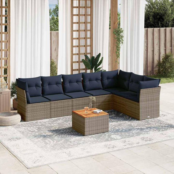 sofasæt til haven 8 dele med hynder polyrattan grå