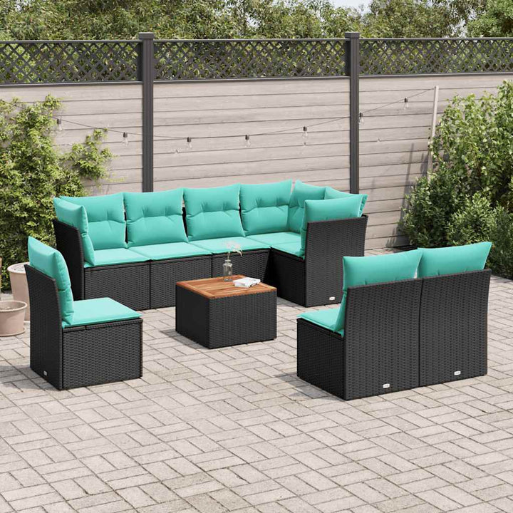 sofasæt til haven 9 dele med hynder polyrattan sort