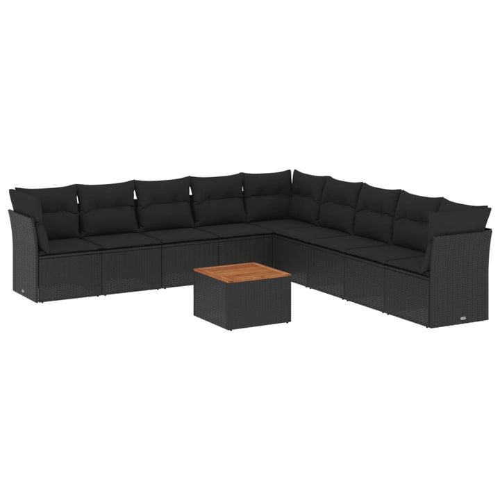 sofasæt til haven 10 dele med hynder polyrattan sort