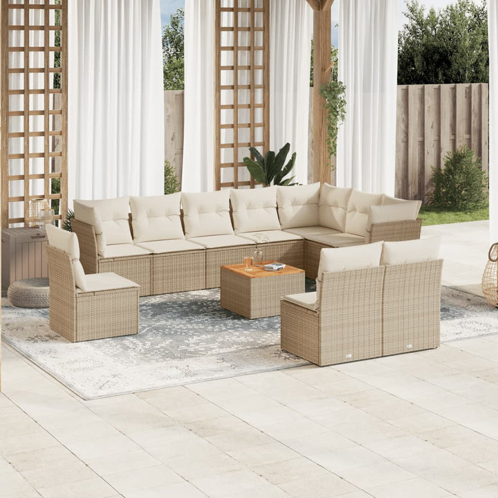 sofasæt til haven 11 dele med hynder polyrattan beige