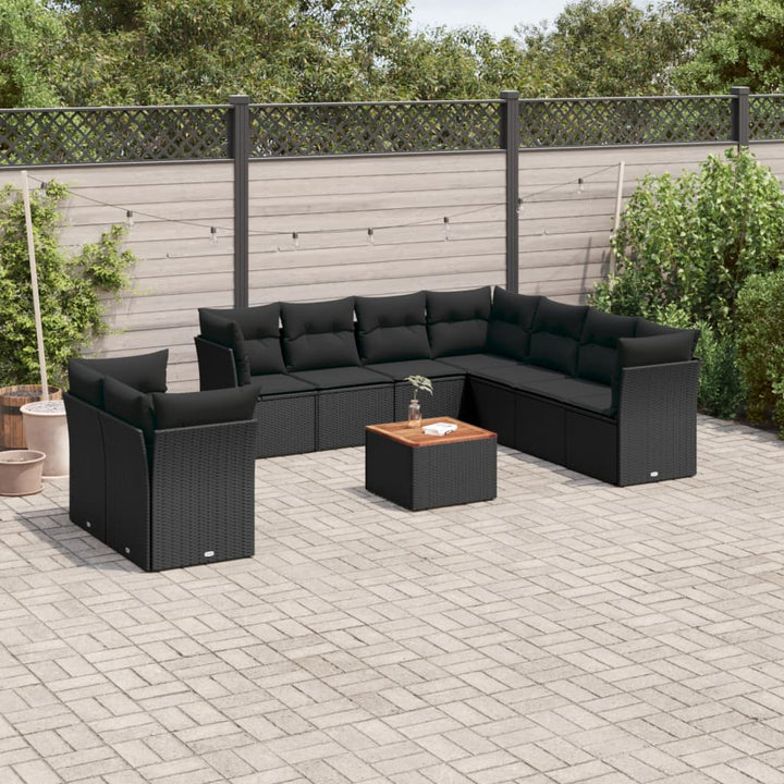 sofasæt til haven 10 dele med hynder polyrattan sort