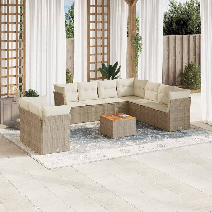 sofasæt til haven 11 dele med hynder polyrattan beige