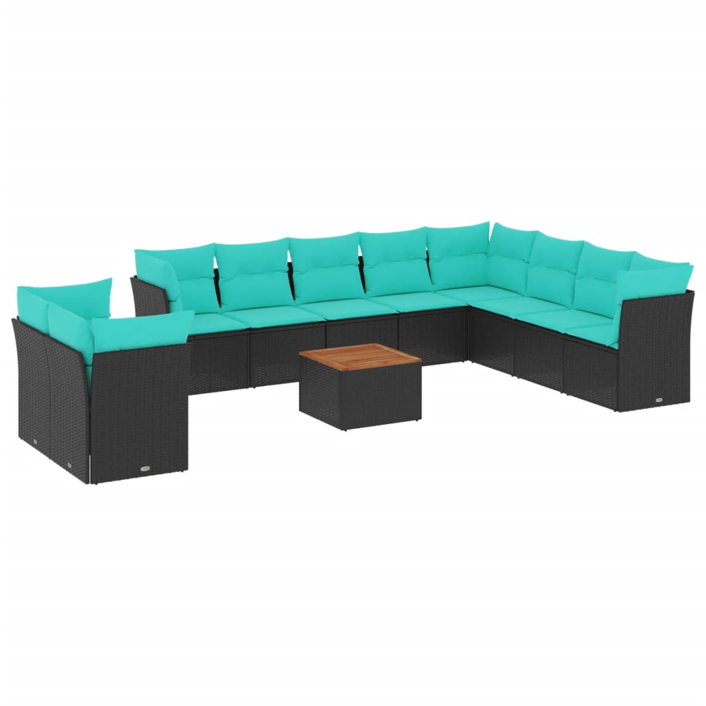 sofasæt til haven 11 dele med hynder polyrattan sort
