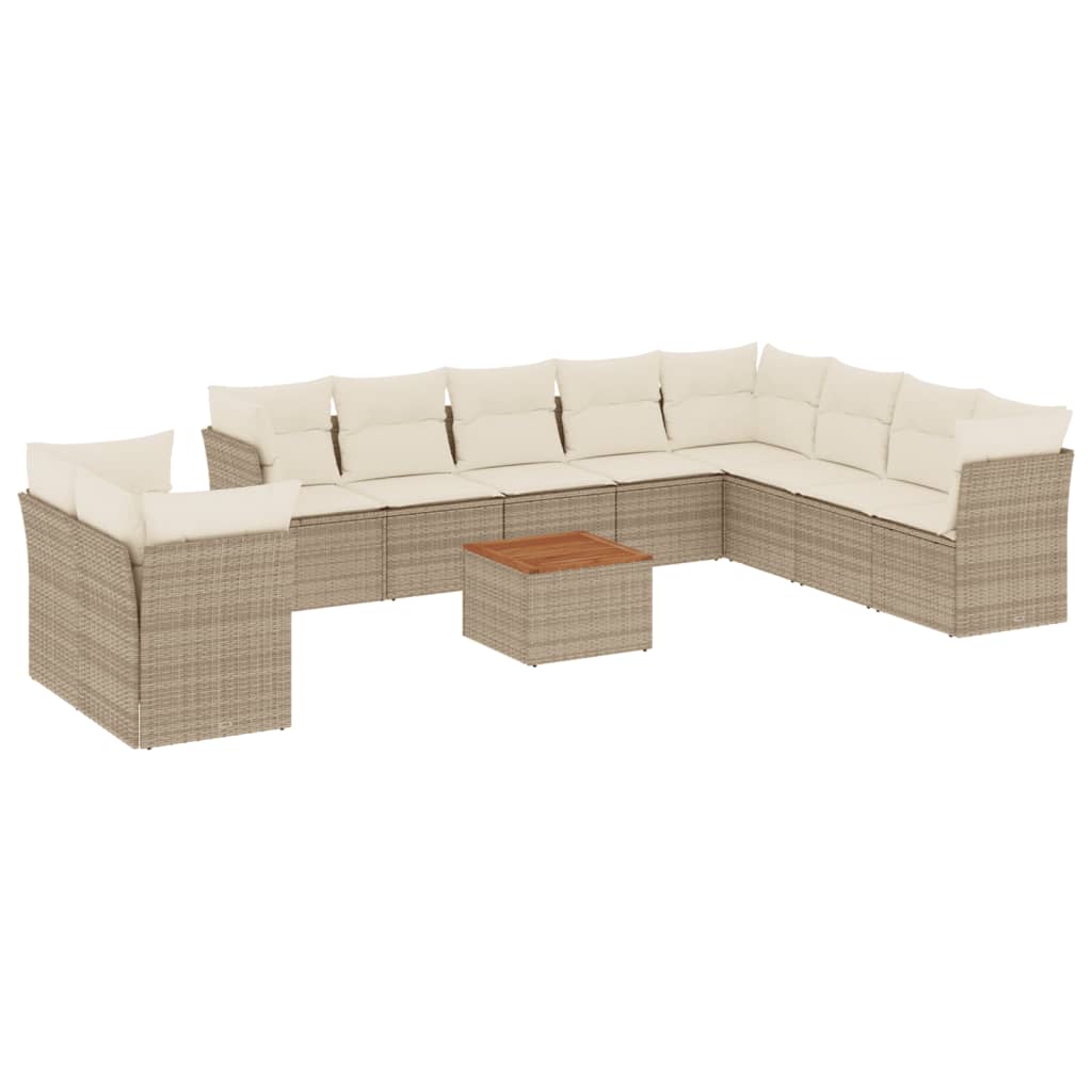 sofasæt til haven 11 dele med hynder polyrattan beige