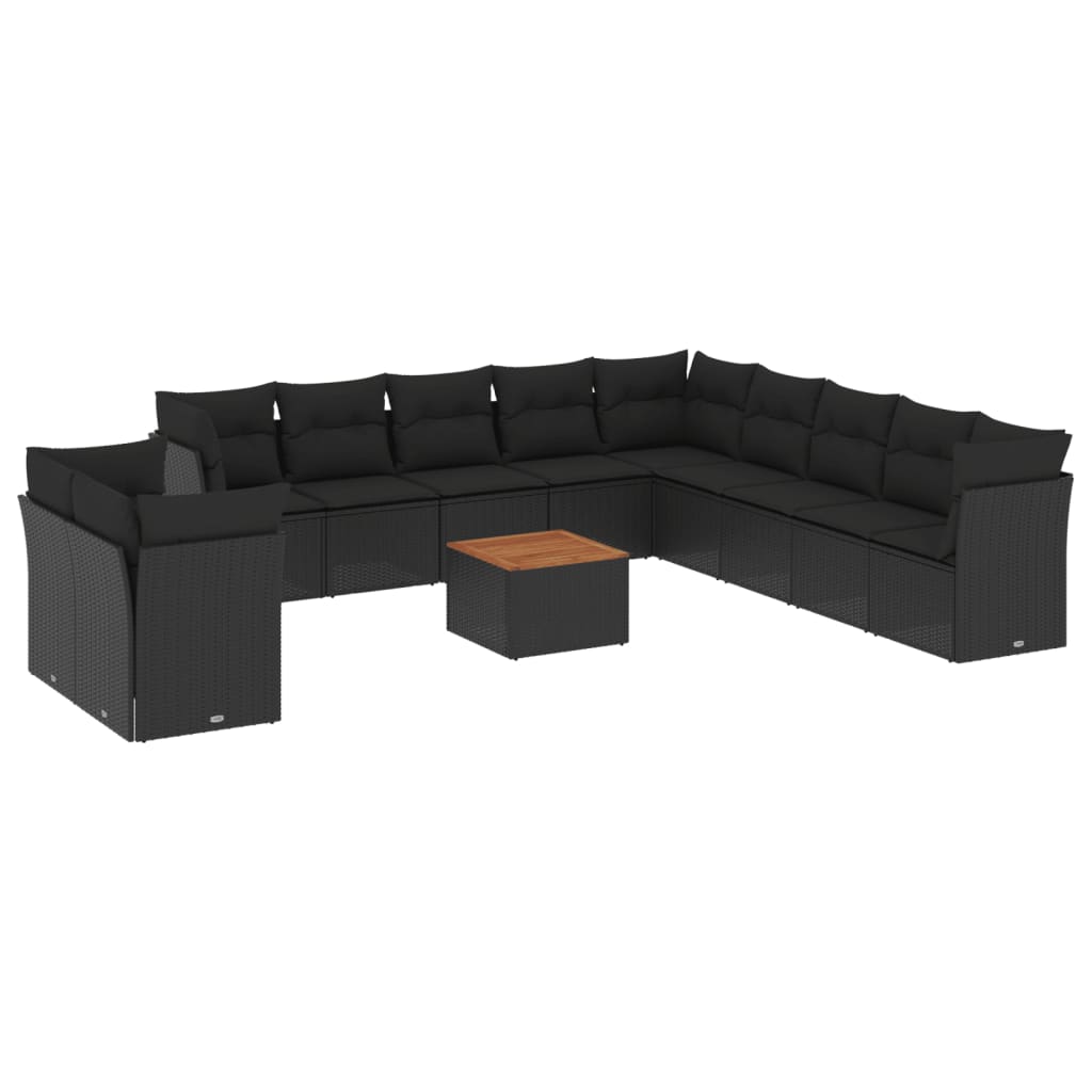 sofasæt til haven 12 dele med hynder polyrattan sort