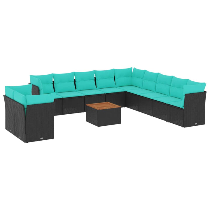 sofasæt til haven 12 dele med hynder polyrattan sort