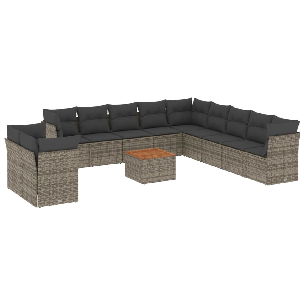 sofasæt til haven 12 dele med hynder polyrattan grå