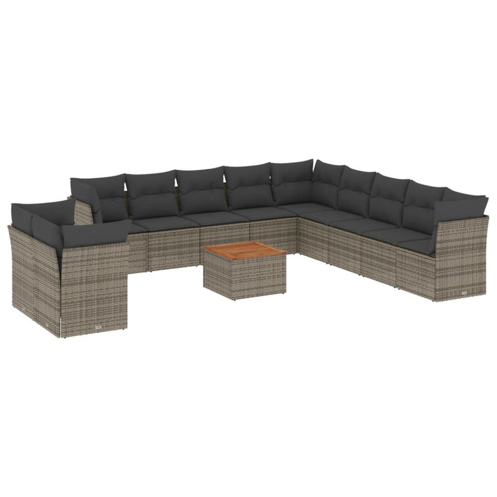 sofasæt til haven 12 dele med hynder polyrattan grå