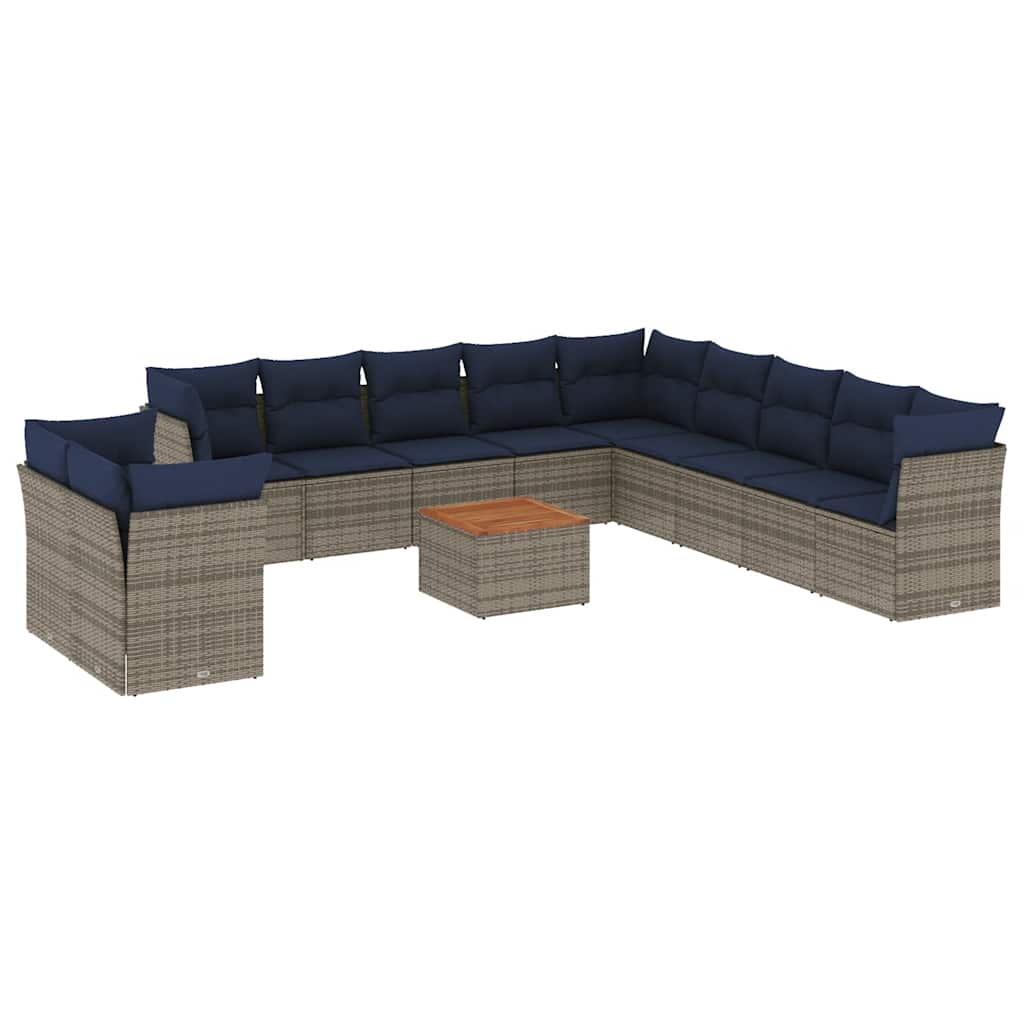 sofasæt til haven 12 dele med hynder polyrattan grå
