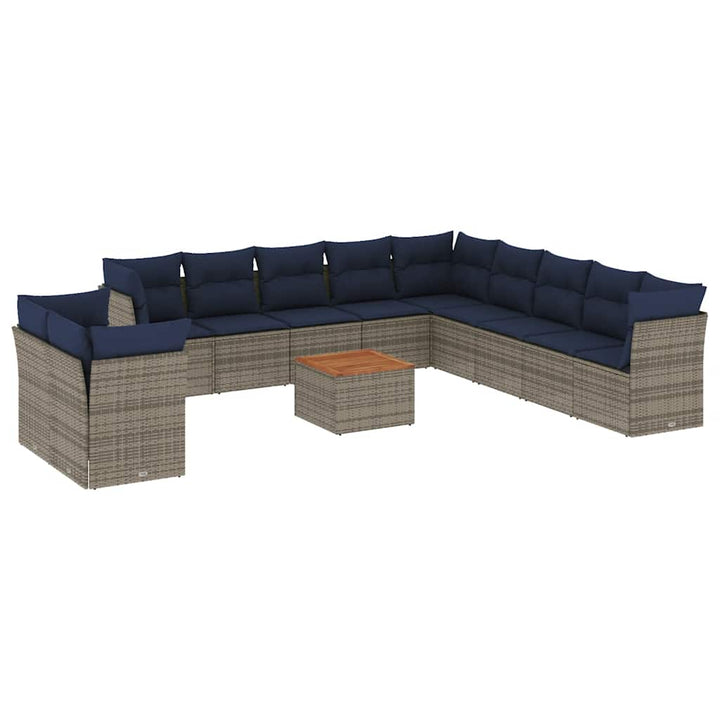 sofasæt til haven 12 dele med hynder polyrattan grå