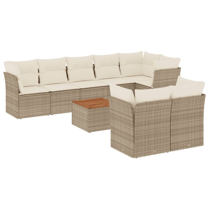 sofasæt til haven 9 dele med hynder polyrattan beige