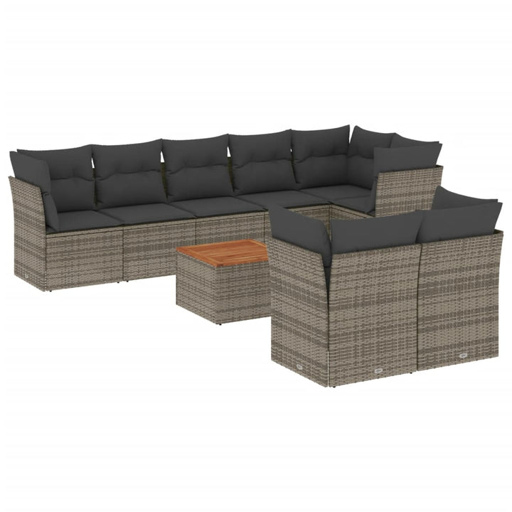 sofasæt til haven 9 dele med hynder polyrattan grå