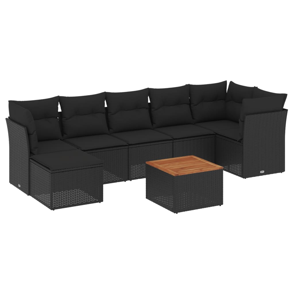 sofasæt til haven 8 dele med hynder polyrattan sort