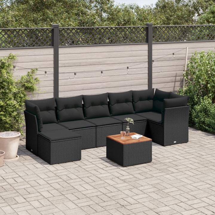 sofasæt til haven 8 dele med hynder polyrattan sort