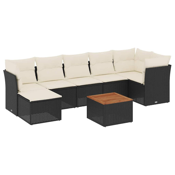 sofasæt til haven 8 dele med hynder polyrattan sort