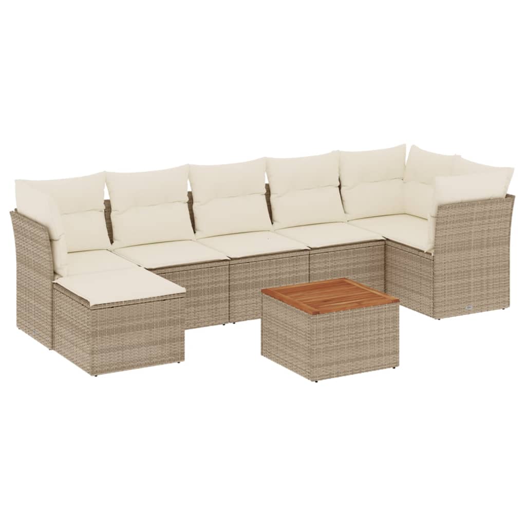 sofasæt til haven 8 dele med hynder polyrattan beige