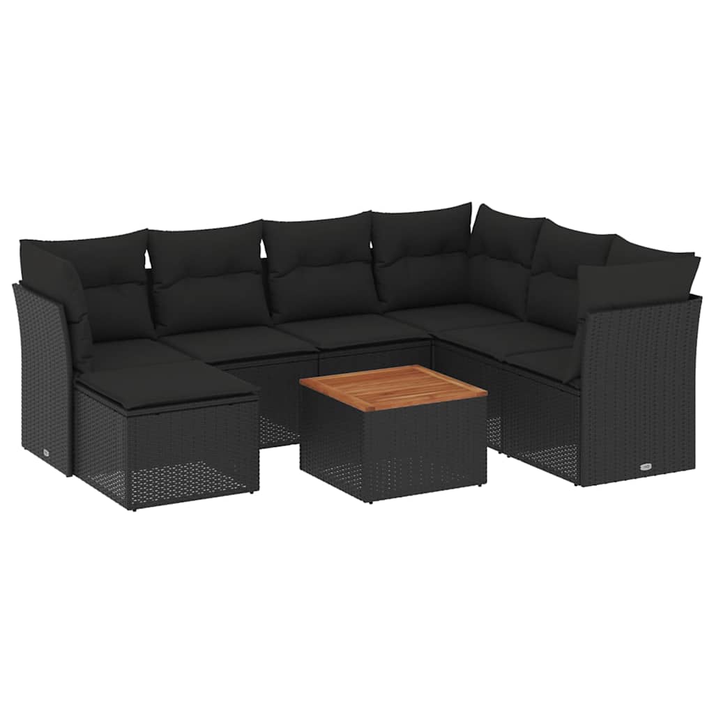 sofasæt til haven 8 dele med hynder polyrattan sort