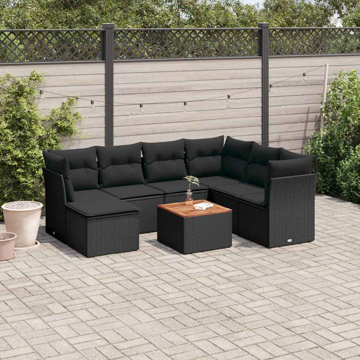 sofasæt til haven 8 dele med hynder polyrattan sort