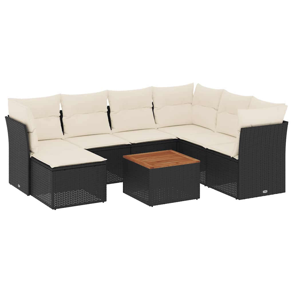 sofasæt til haven 8 dele med hynder polyrattan sort