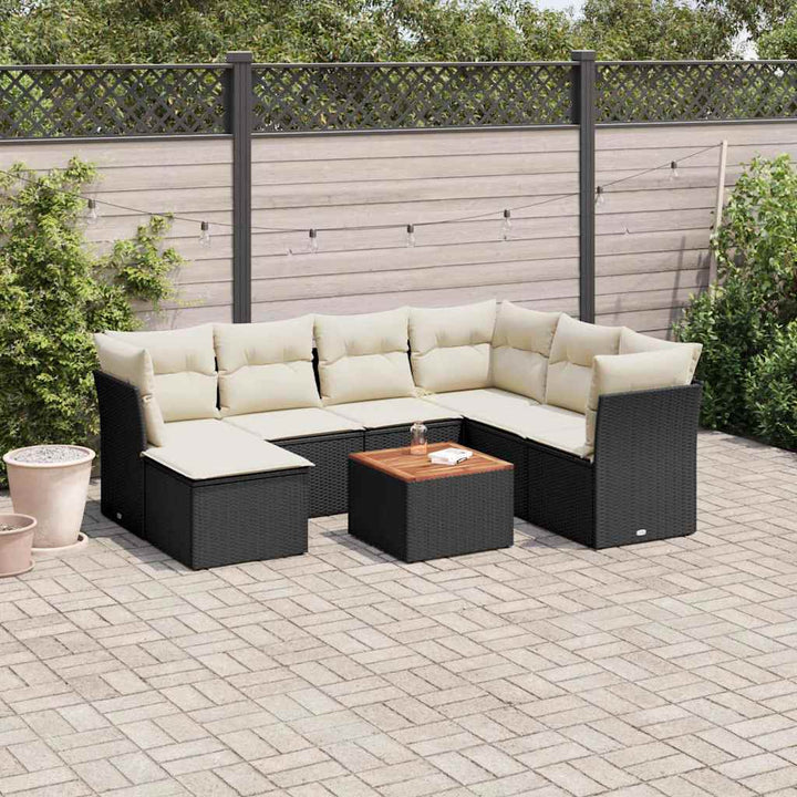 sofasæt til haven 8 dele med hynder polyrattan sort