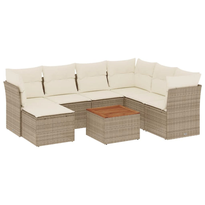 sofasæt til haven 8 dele med hynder polyrattan beige