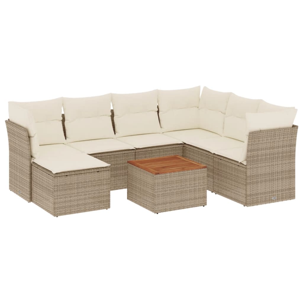 sofasæt til haven 8 dele med hynder polyrattan beige