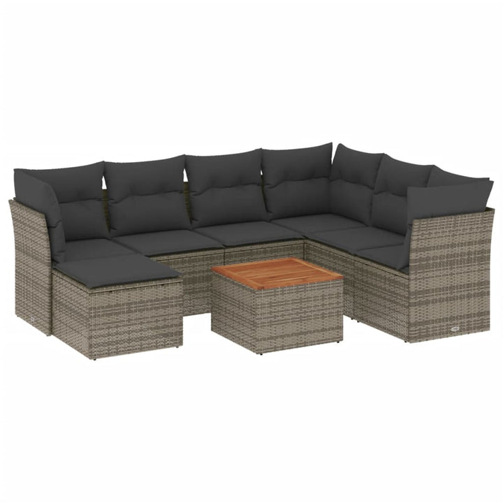 sofasæt til haven 8 dele med hynder polyrattan grå