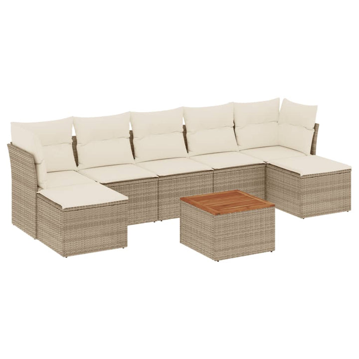 sofasæt til haven 8 dele med hynder polyrattan beige