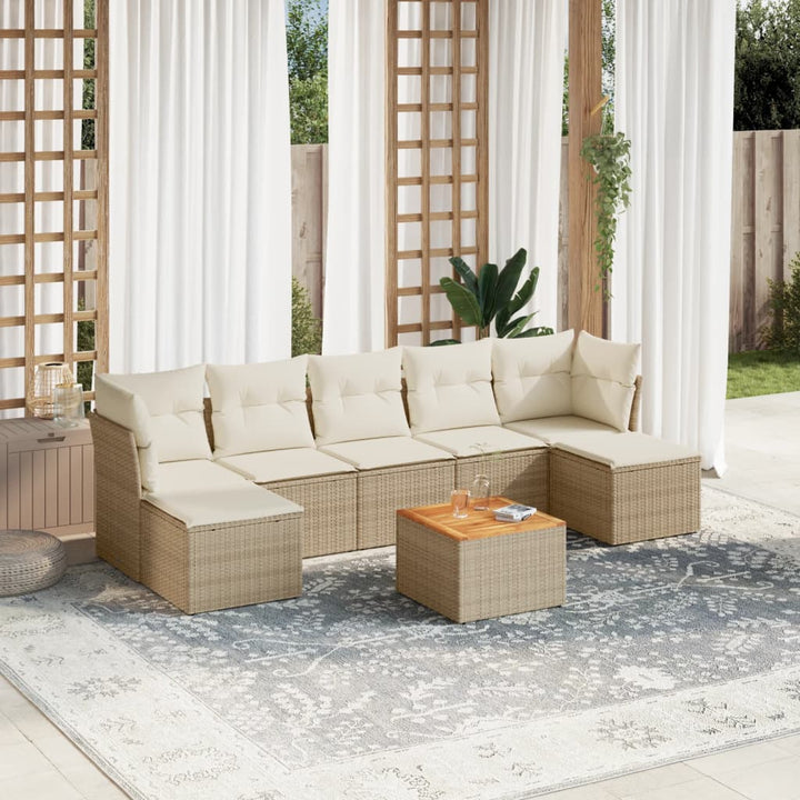 sofasæt til haven 8 dele med hynder polyrattan beige