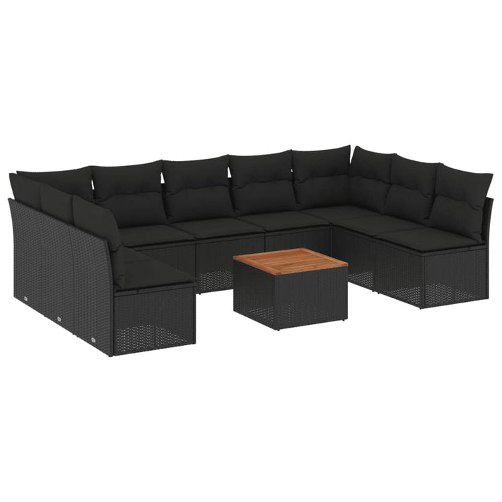 sofasæt til haven 10 dele med hynder polyrattan sort