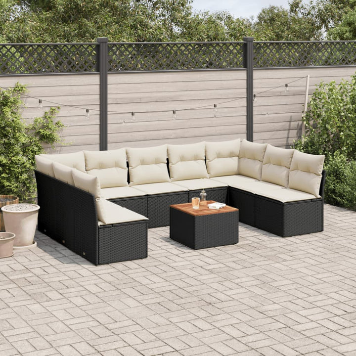 sofasæt til haven 10 dele med hynder polyrattan sort