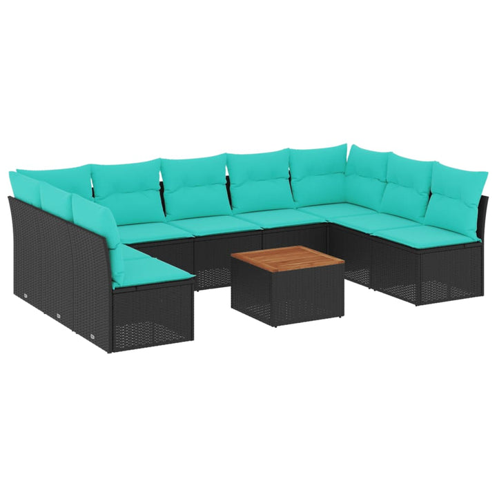 sofasæt til haven 10 dele med hynder polyrattan sort