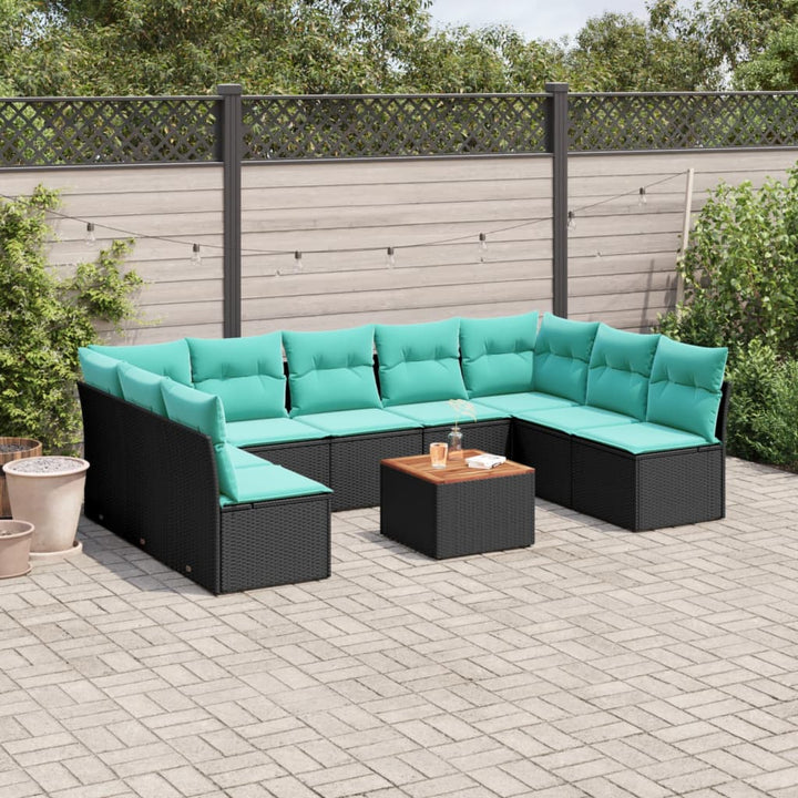 sofasæt til haven 10 dele med hynder polyrattan sort