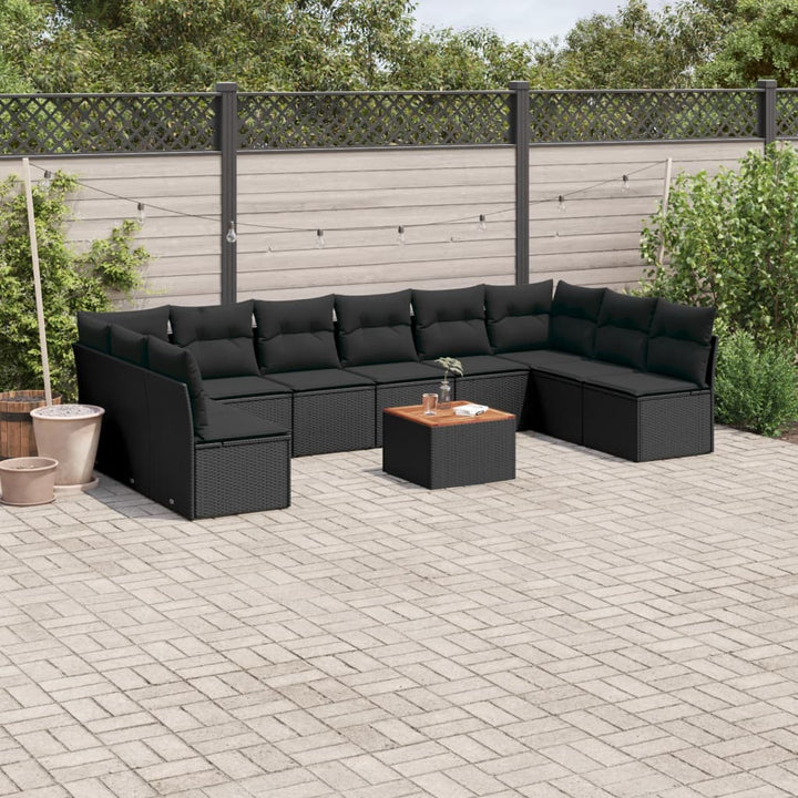 sofasæt til haven 11 dele med hynder polyrattan sort
