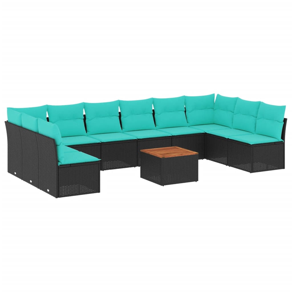 sofasæt til haven 11 dele med hynder polyrattan sort